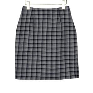 NYCC Vintage Gray & Black Plaid High Rise A-Line Pencil Skirt Size 10 28" Preppy